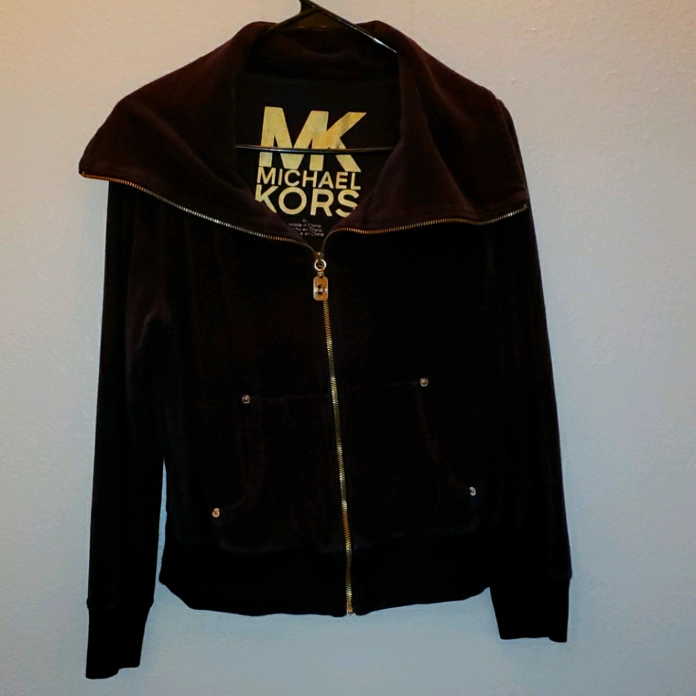 Michael Kors Navy Blue jacket with gold zipper